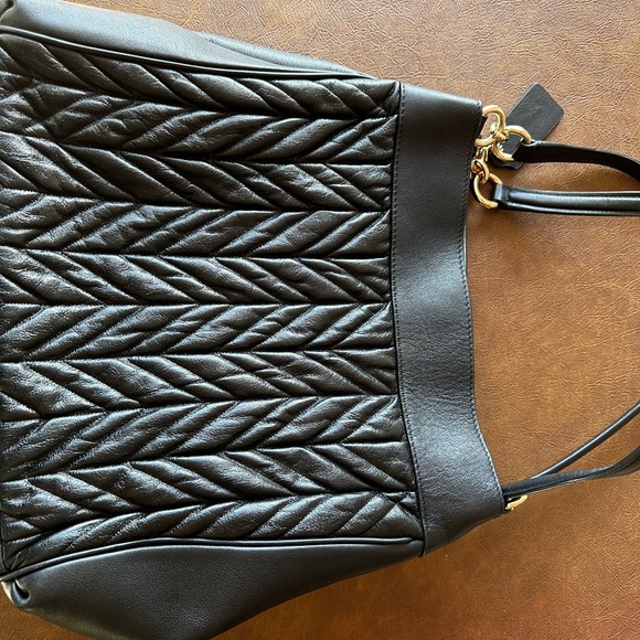 Coach Black Madison Phoebe Quilted Leather Chevron Shoulder Bag - Picture 2 of 15